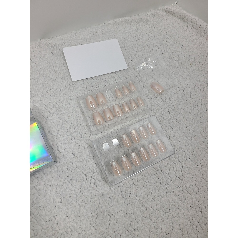 Nail Reformation Press On Nails Nude Shimmer Coffin Shape Partial Set - Picture 2 of 5